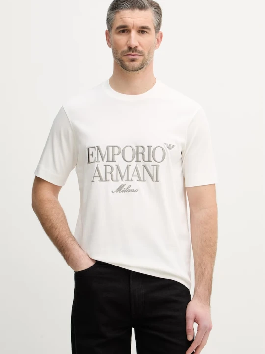 Zdjęcie produktu Emporio Armani t-shirt bawełniany beżowy