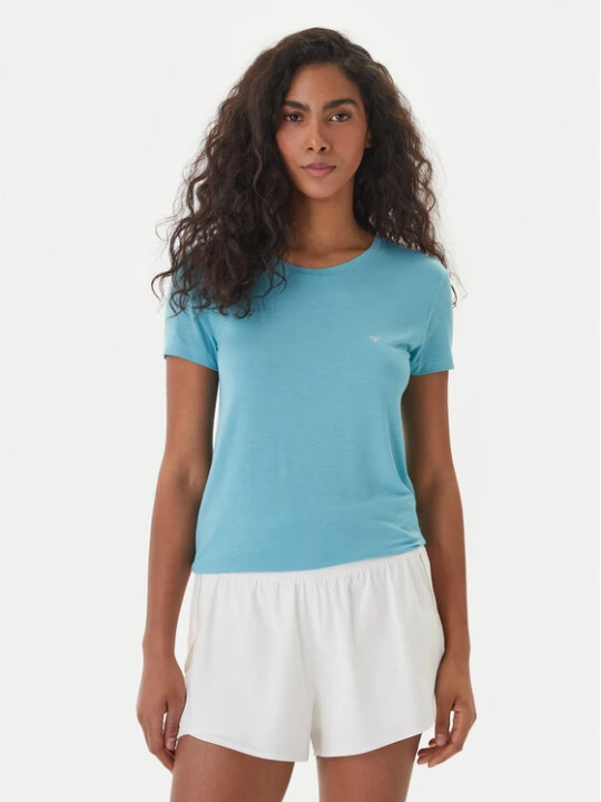 Zdjęcie produktu Emporio Armani T-Shirt EW000408 AF19024 U9163 Turkusowy Regular Fit