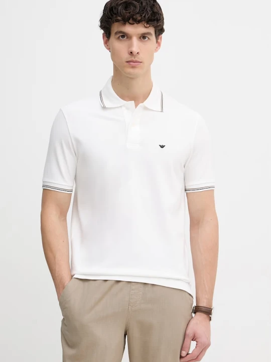 Zdjęcie produktu Emporio Armani T-shirt męski bawełniany z elastanem biały