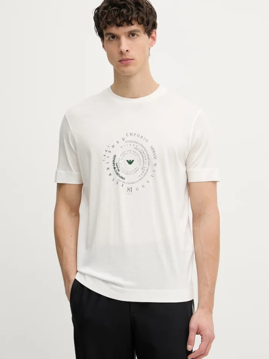 Zdjęcie produktu Emporio Armani t-shirt męski z lyocellu beżowy