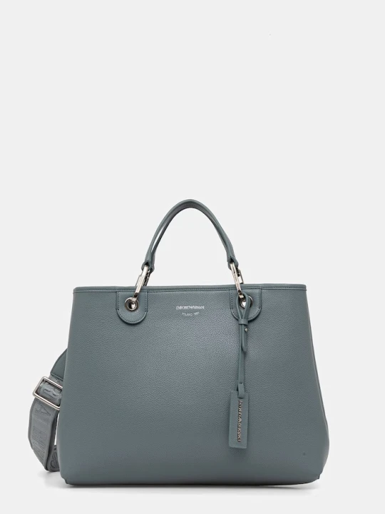 Zdjęcie produktu Emporio Armani torebka shopper damska z imitacji skóry turkusowy