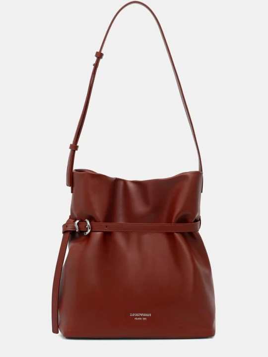 Zdjęcie produktu Emporio Armani torebka shopper damska skórzana bordowy