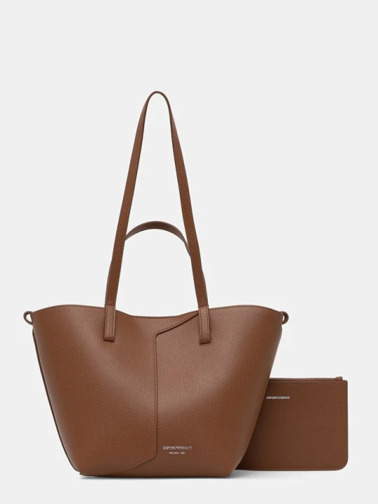 Zdjęcie produktu Emporio Armani torebka shopper damska skórzana brązowy