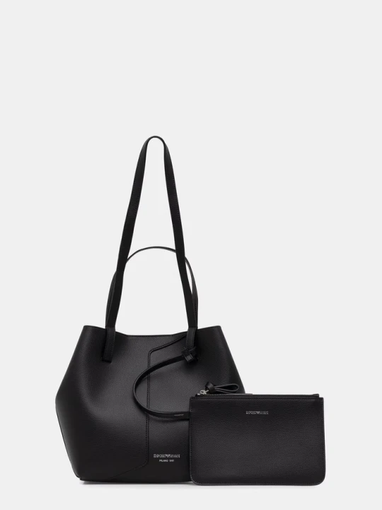 Zdjęcie produktu Emporio Armani torebka shopper damska skórzana czarny