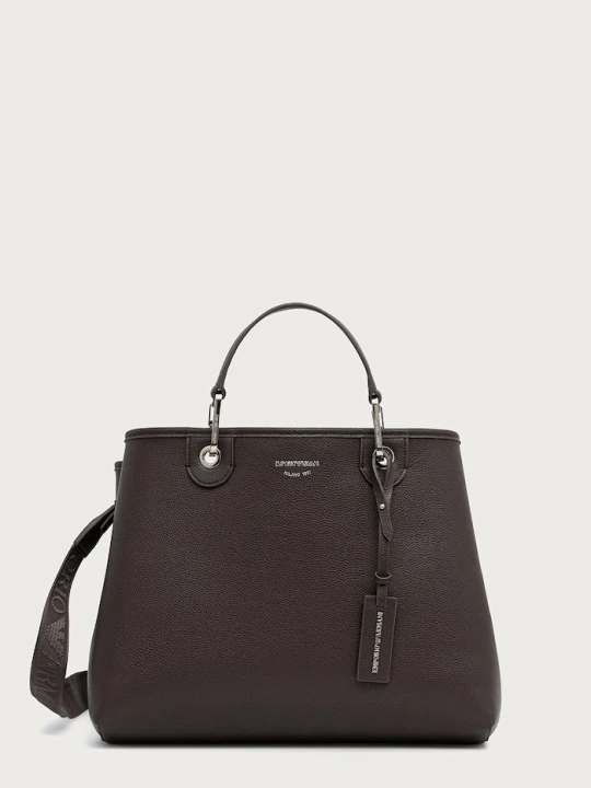 Zdjęcie produktu Emporio Armani torebka shopper damska z imitacji skóry brązowy