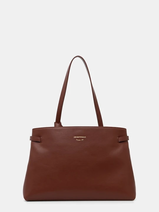 Zdjęcie produktu Emporio Armani torebka skórzana brązowy