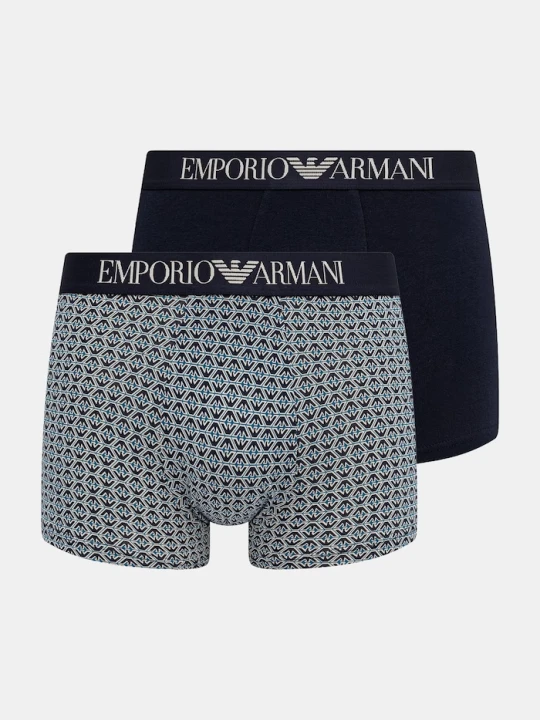 Zdjęcie produktu Emporio Armani Underwear bokserki dopasowane męskie bawełniane z elastanem 2-pack granatowy