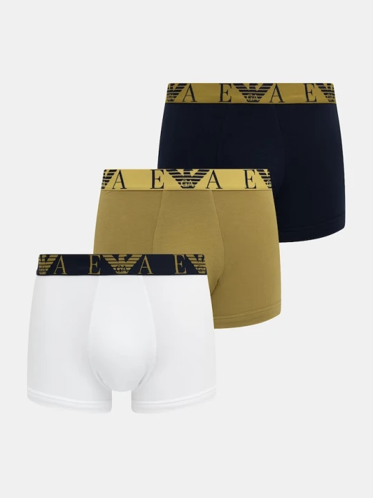 Zdjęcie produktu Emporio Armani Underwear bokserki dopasowane męskie bawełniane z elastanem 3-pack niebieski