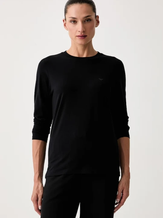 Zdjęcie produktu Emporio Armani Underwear longsleeve lounge damski bawełniany z elastanem czarny