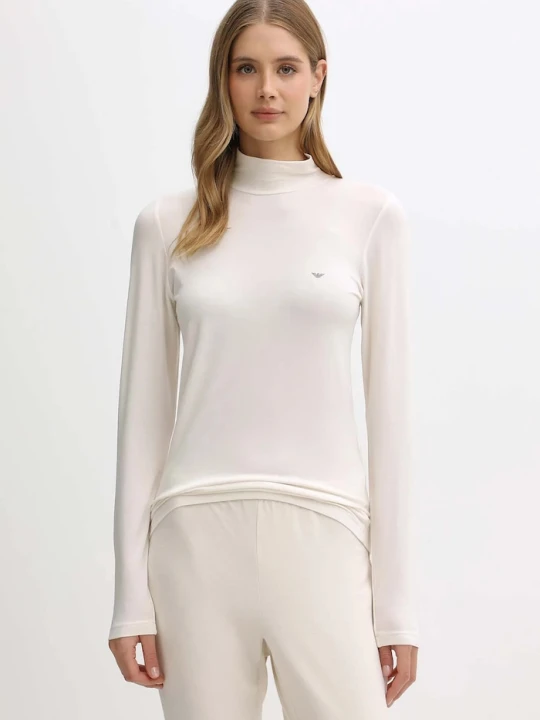 Zdjęcie produktu Emporio Armani Underwear longsleeve lounge z dodatkiem wełny beżowy