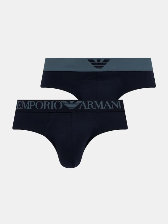 Zdjęcie produktu Emporio Armani Underwear slipy męskie bawełniane z elastanem 2-pack granatowy