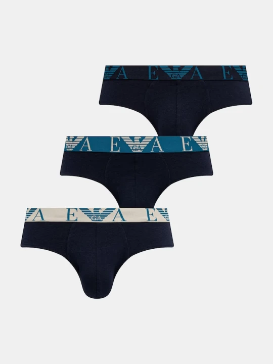 Zdjęcie produktu Emporio Armani Underwear slipy męskie bawełniane z elastanem 3-pack niebieski