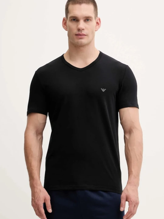 Zdjęcie produktu Emporio Armani Underwear T-shirt basic męski bawełniany z elastanem 2-pack czarny