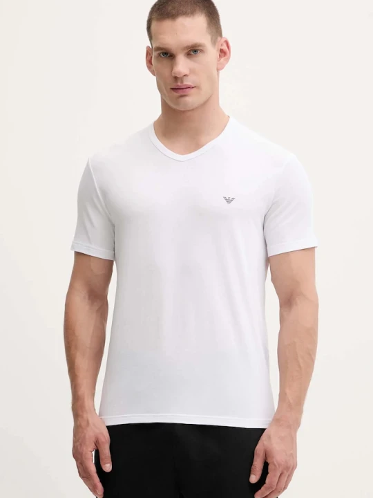 Zdjęcie produktu Emporio Armani Underwear T-shirt basic męski bawełniany z elastanem 2-pack biały