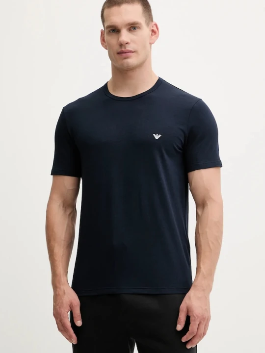Zdjęcie produktu Emporio Armani Underwear T-shirt basic męski bawełniany z elastanem 2-pack granatowy