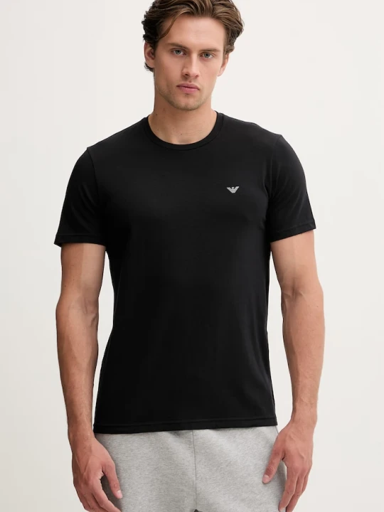 Zdjęcie produktu Emporio Armani Underwear T-shirt basic męski bawełniany z elastanem 2-pack czarny