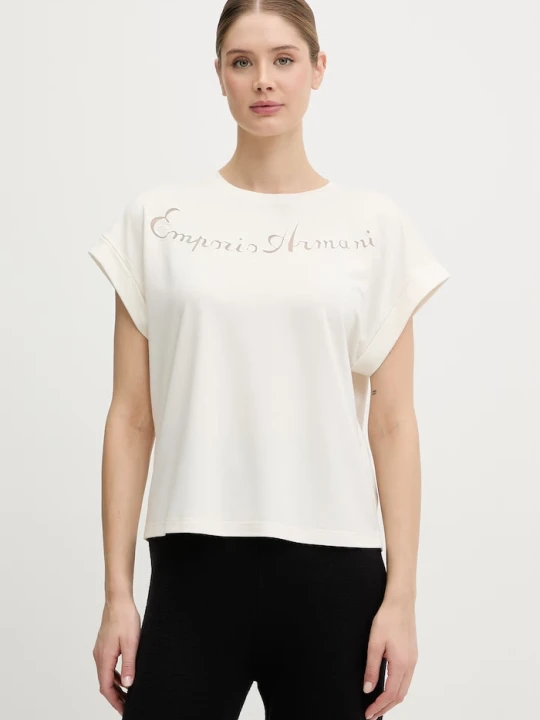 Zdjęcie produktu Emporio Armani Underwear t-shirt damski z bawełny beżowy
