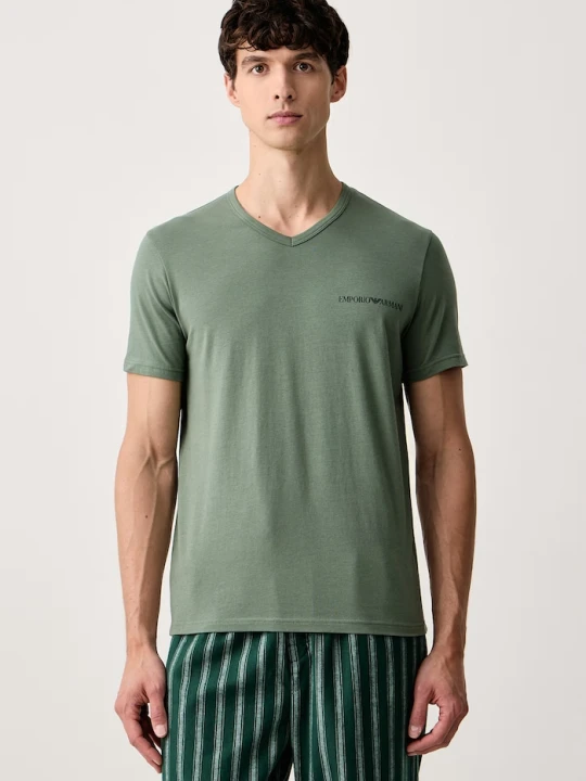 Zdjęcie produktu Emporio Armani Underwear T-shirt lounge męski bawełniany z elastanem 2-pack czarny
