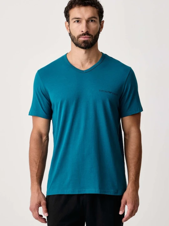 Zdjęcie produktu Emporio Armani Underwear T-shirt lounge męski bawełniany z elastanem 2-pack granatowy