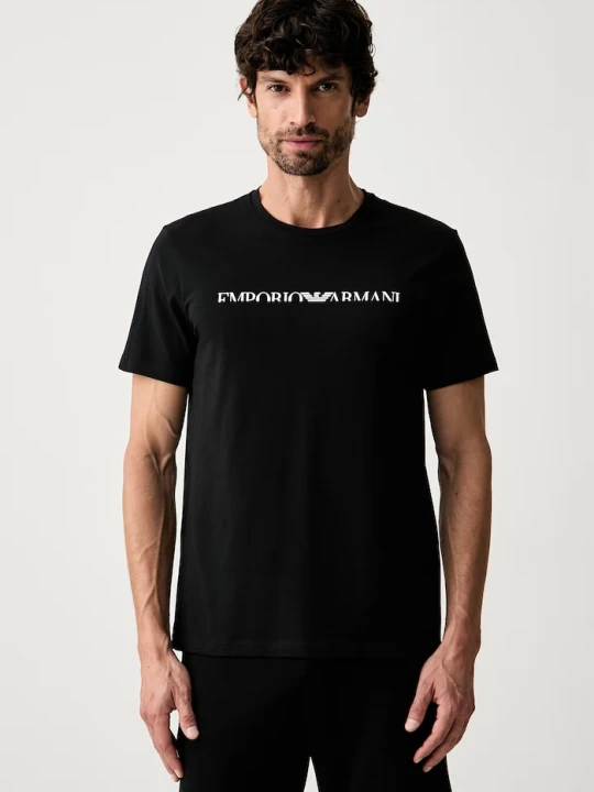 Zdjęcie produktu Emporio Armani Underwear T-shirt lounge męski bawełniany z elastanem czarny