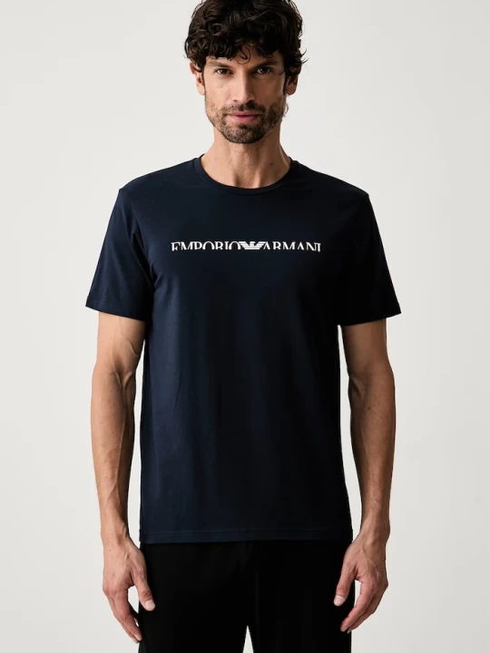 Zdjęcie produktu Emporio Armani Underwear T-shirt lounge męski bawełniany z elastanem granatowy