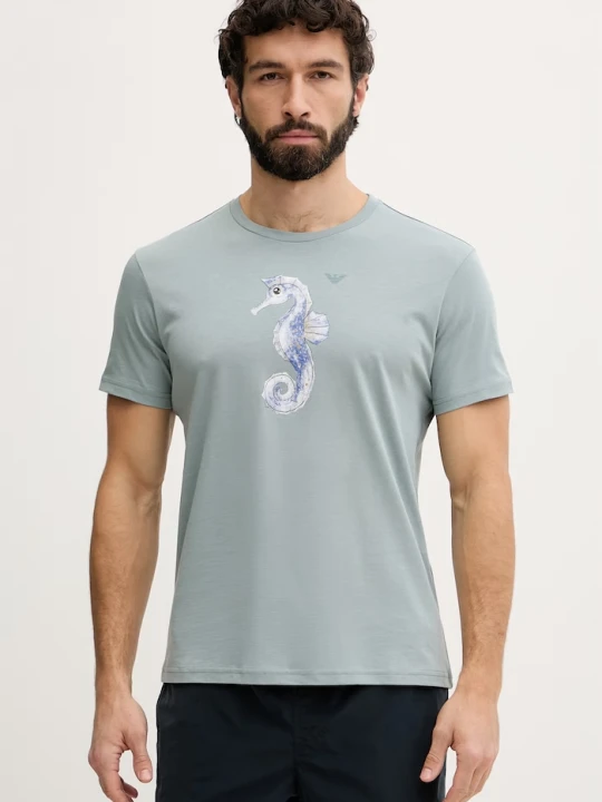 Zdjęcie produktu Emporio Armani Underwear t-shirt męski bawełniany turkusowy