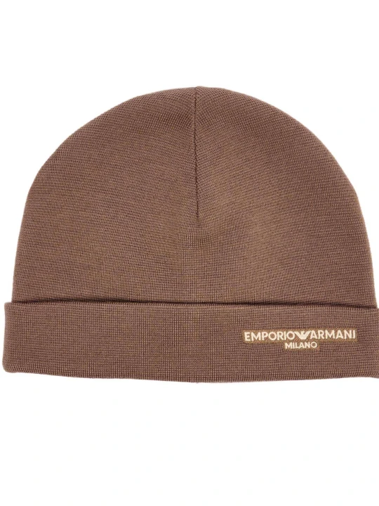 Zdjęcie produktu Emporio Armani Wełniana czapka brązowy