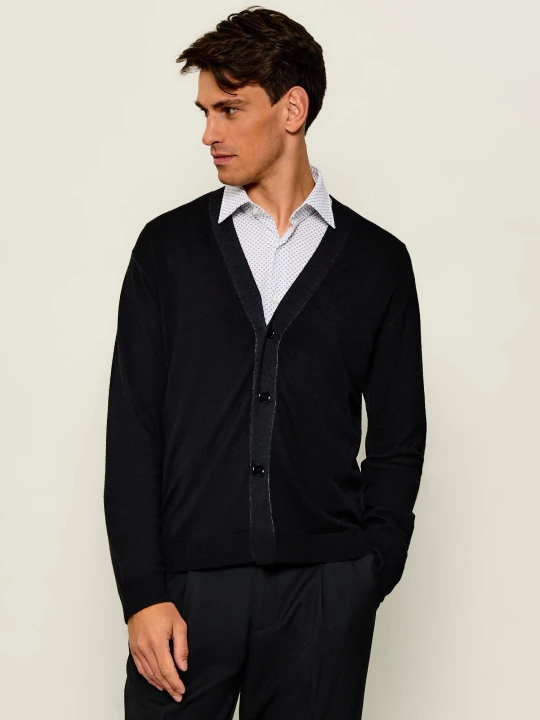 Zdjęcie produktu Emporio Armani Wełniany kardigan | Regular Fit czarny