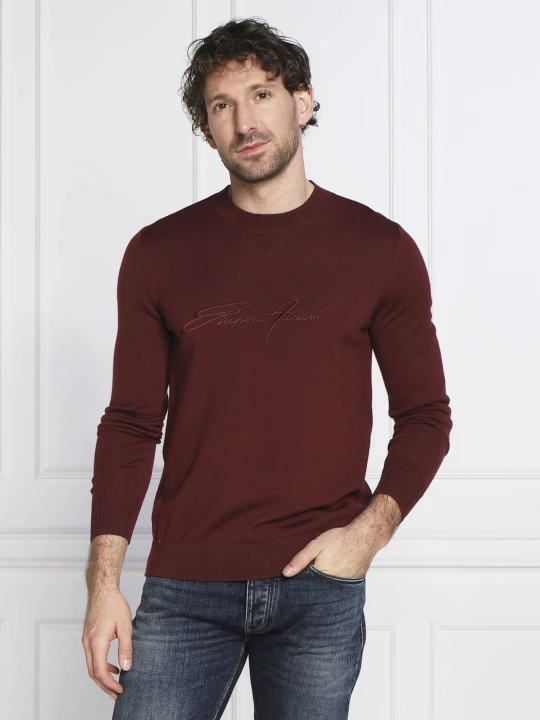Zdjęcie produktu Emporio Armani Wełniany sweter bordowy