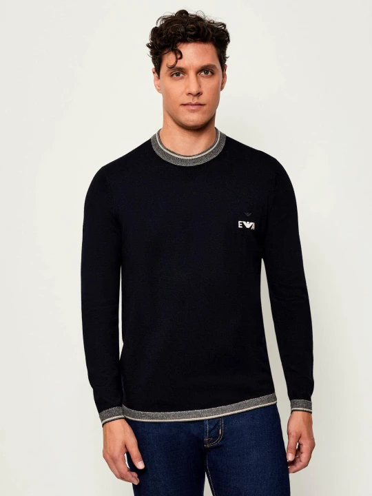 Zdjęcie produktu Emporio Armani Wełniany sweter | Regular Fit granatowy