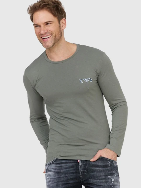 Zdjęcie produktu EMPORIO ARMANI Zielony longsleeve męski z granatowym logo, Rozmiar XL