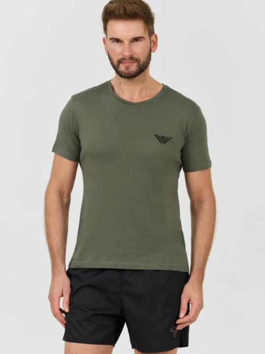 Zdjęcie produktu EMPORIO ARMANI Zielony męski t-shirt logo brodé, Rozmiar XXL