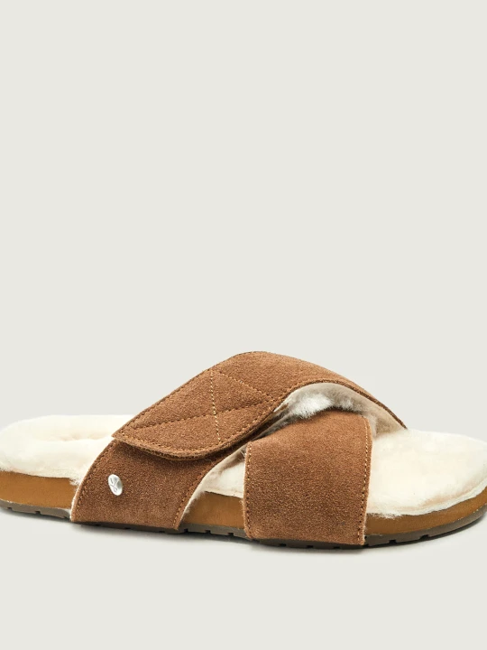 Zdjęcie produktu EMU Australia Klapki Casey Comfort | z dodatkiem wełny | zamsz brązowy