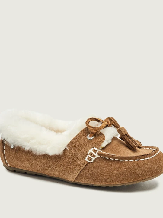 Zdjęcie produktu EMU Australia Ocieplane mokasyny Martina | zamsz | z dodatkiem wełny | shearling beżowy