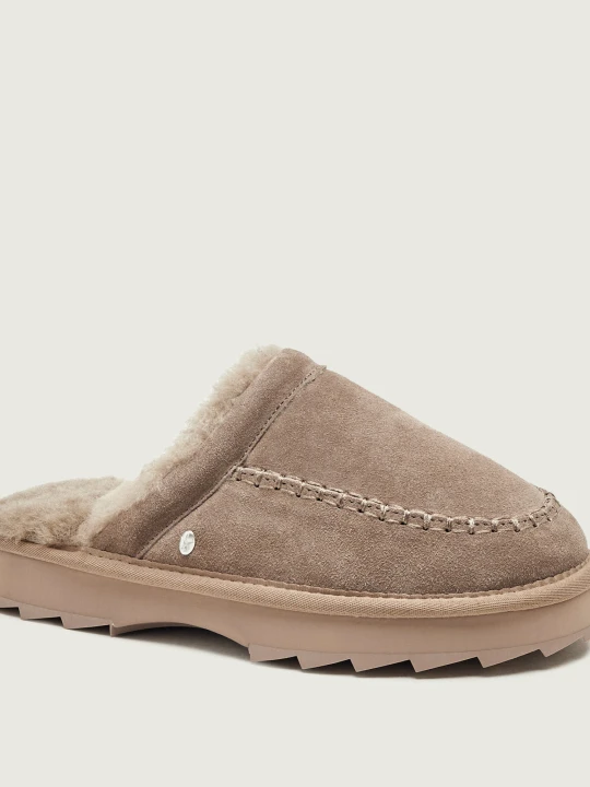 Zdjęcie produktu EMU Australia Ocieplane obuwie domowe Sharky Slide | zamsz | shearling beżowy