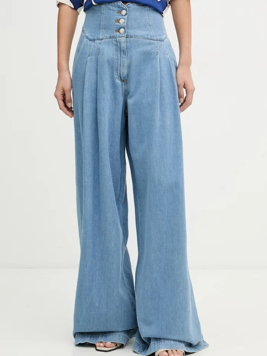 Zdjęcie produktu ERMANNO Firenze jeansy wide leg damskie niebieski