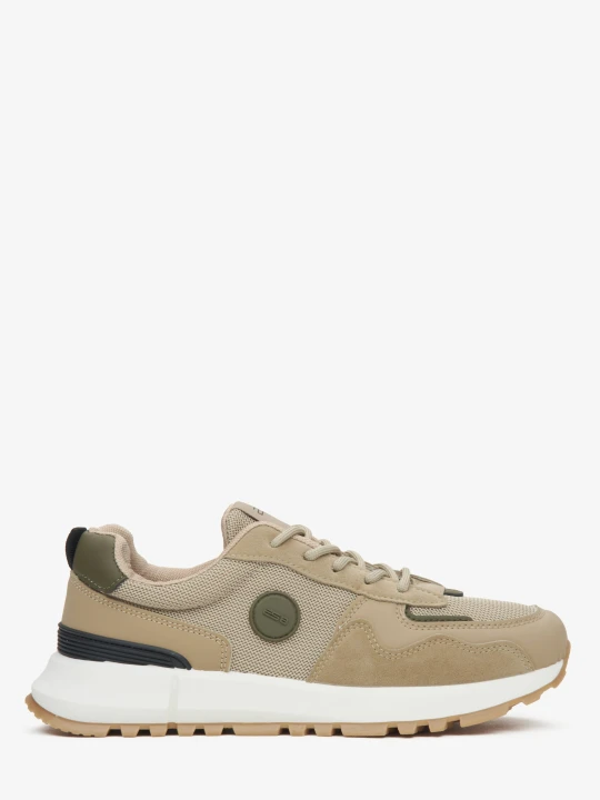 Zdjęcie produktu ES8: Beżowe sneakersy damskie z miękkich tekstyliów i ekoskóry