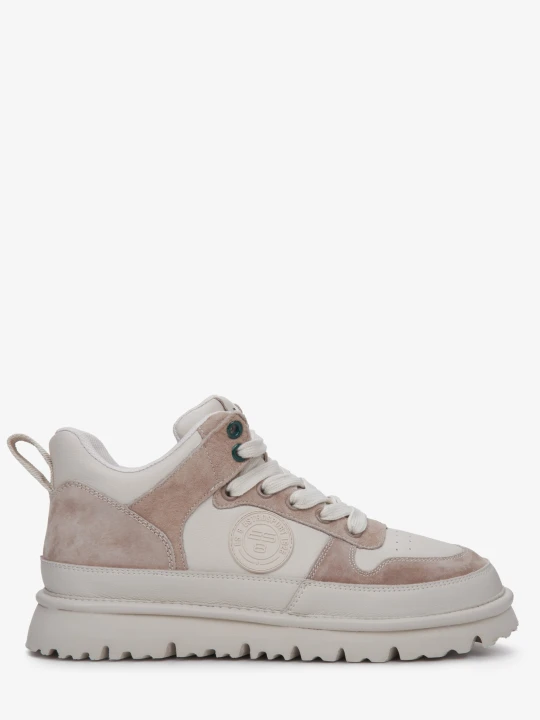 Zdjęcie produktu ES8: Beżowe sneakersy damskie ze skóry naturalnej i weluru