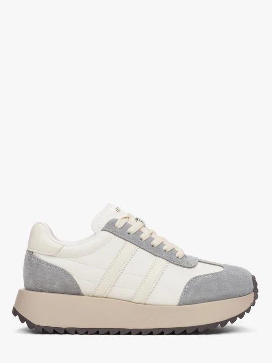 Zdjęcie produktu ES8: Beżowo-szare sneakersy damskie ze skóry naturalnej i weluru