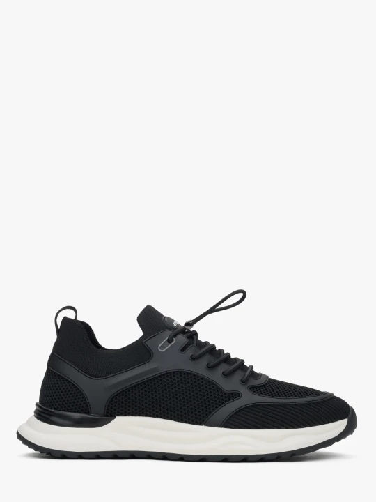 Zdjęcie produktu ES8: Czarne sportowe sneakersy męskie z miękkich tekstyliów i przewiewnej siateczki