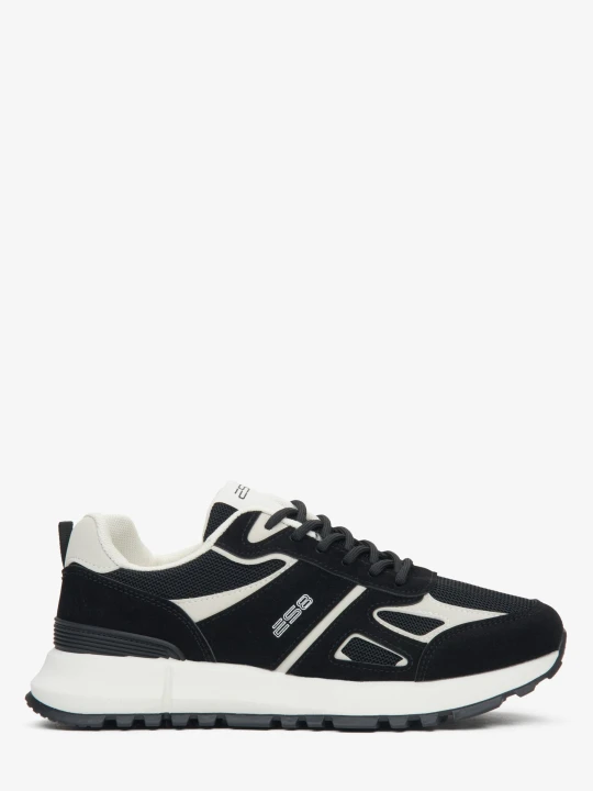 Zdjęcie produktu ES8: Damskie sneakersy w czarnym kolorze z tekstyliów i ekoskóry