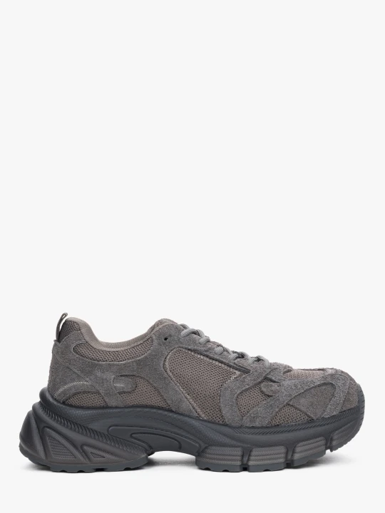 Zdjęcie produktu ES8: Szare sneakersy damskie z weluru naturalnego i przewiewnej siateczki na platformie
