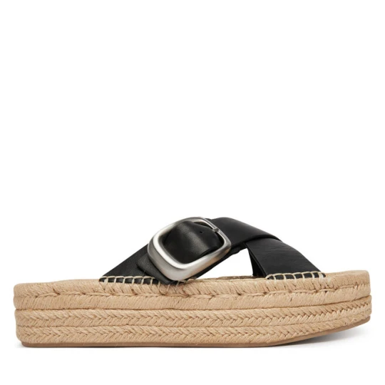 Zdjęcie produktu Espadryle Calvin Klein Flatf Espadrill Cross Lth Hdw HW0HW02892 Czarny
