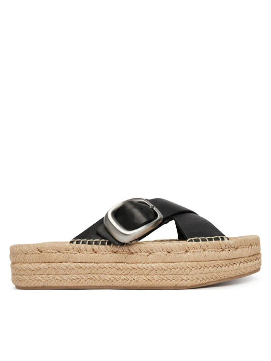 Zdjęcie produktu Espadryle Calvin Klein Flatf Espadrill Cross Lth Hdw HW0HW02892 Czarny