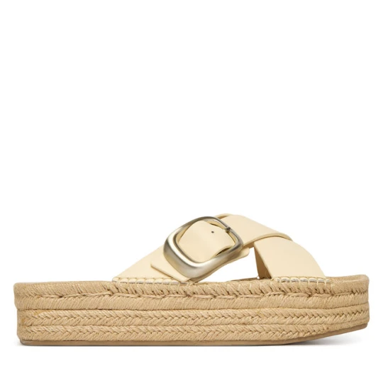 Zdjęcie produktu Espadryle Calvin Klein Flatf Espadrill Cross Lth Hdw HW0HW02892 Écru Kremowy