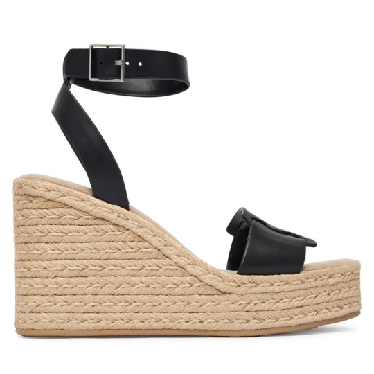 Zdjęcie produktu Espadryle Calvin Klein Wedge Espad 70 Embl Lth HW0HW02897 Czarny