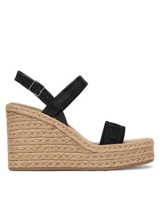 Zdjęcie produktu Espadryle Calvin Klein Wedge Espad 70 Webbing Lth HW0HW02901 Czarny