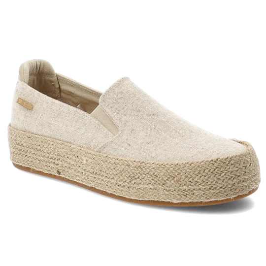 Zdjęcie produktu Espadryle damskie Big Star, tekstylna cholewka wsuwany fason elastyczne wstawki platforma z plecionki jutowej lekka konstrukcja, beżowe, TT274089