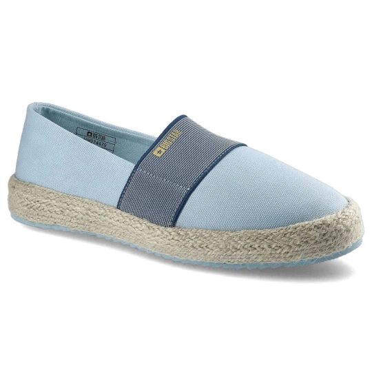Zdjęcie produktu Espadryle damskie Big Star, wsuwany fason cholewka tekstylna niska cholewka przed kostkę elastyczna guma dopasowująca pleciona podeszwa typu espadryl niebieski