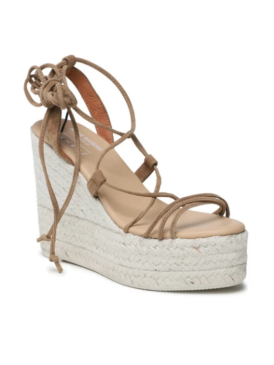 Zdjęcie produktu Espadryle Manebi Soft Suede Lace-Up Wedge Espadrilles L 8.7 WA Brązowy